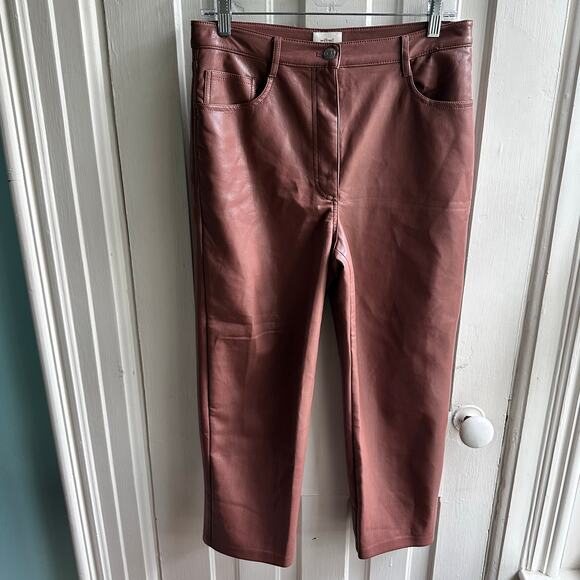 Aritzia Wilfred The Melina Cropped Vegan Leather Pants Cognac Brown - Picture 2 of 9